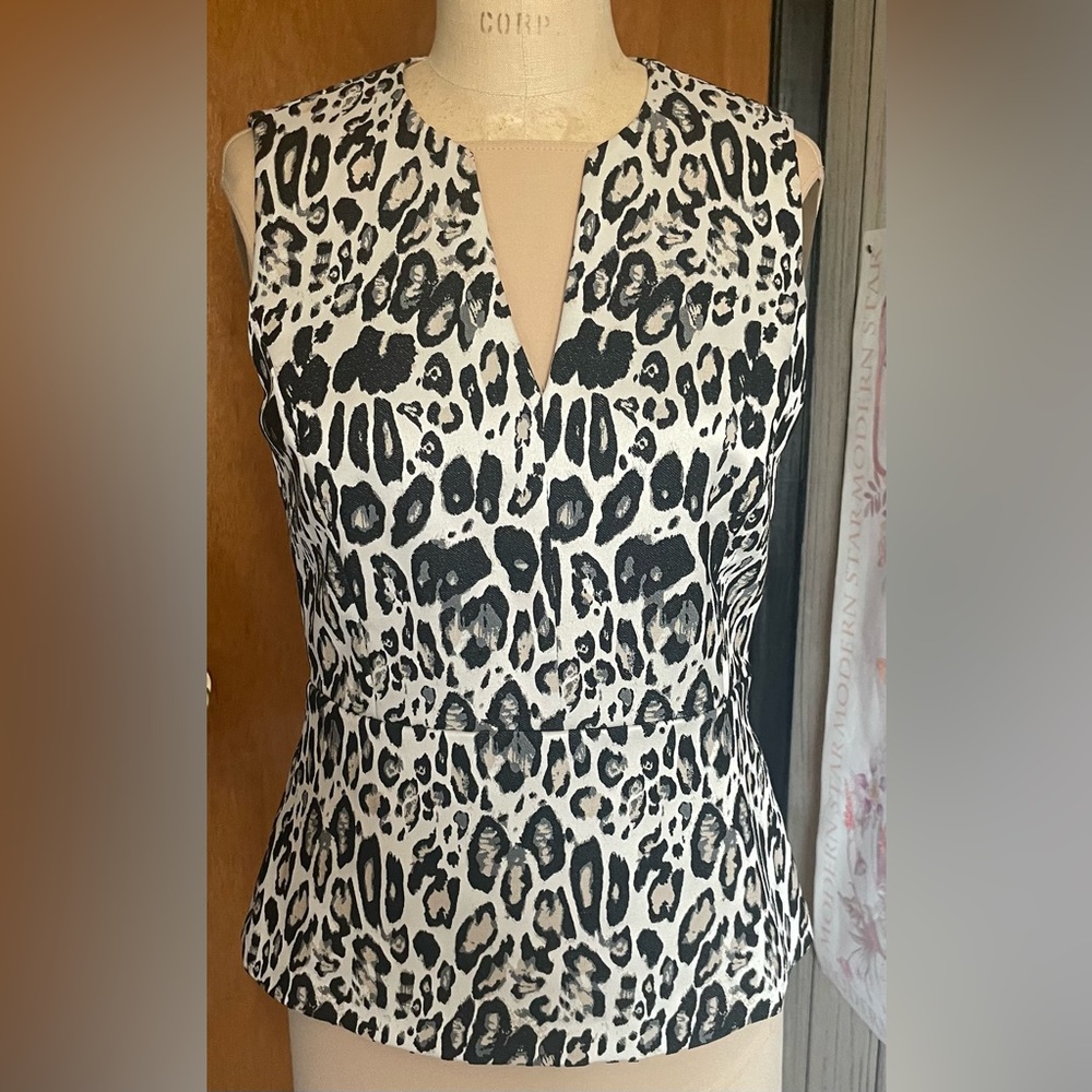 Ann Taylor sleeveless leopard fitted top in size 2